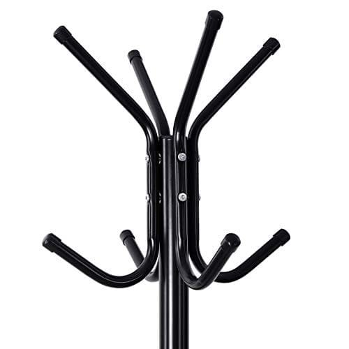 Songmics Stilful Metal Coat Rack Stand Hanger 12 Hooks 176 cm sort RCR17B