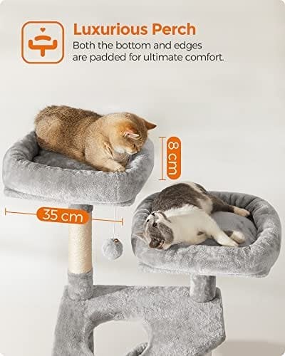 Feandrea Cat Tree, Cat Tower 142 cm, Cat Activity Center, Light Gray PCT160W01