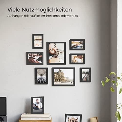 Songmics billedrammer sæt med 10 fotorammer - to 8 "x 10" (20 x 25 cm), fire 5 "x 7" (13 x 18 cm), fire 4 "x 6" (10 x 15 cm), sort RPF310h