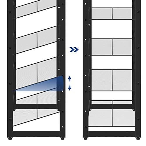 Songmics 12-lags sko rack, sæt med 2 stable 6-lags skoarrangører, 48-60 par sko, stor kapacitet, metal mesh sko hylde opbevaring, justerbar flad eller vinklet hylder, sort LMR12B