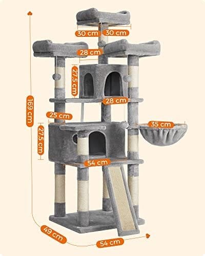 Feandrea kattetræ, XXL Cat Condo 172 cm, lysegrå PCT019W01