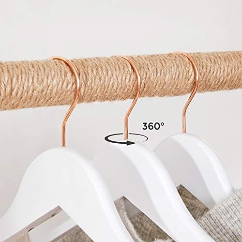 Songmics Maple Wood Coat -bøjler, sæt med 20 tøjbøjler med skulderhak, 360 graders drejelig krog i roseguld, til skjorter, bukser, jakker, hvid CRW001W01
