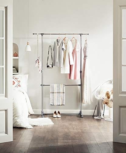Songmics vaateteline, harmaa, (101-163) x 49 x (113-198) cm