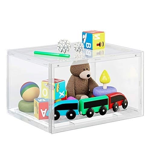 Songmics -skobokse, pakke med 6 stable skoarrangører med klar dør, plastskoopbevaring til britisk størrelse 11, 36 x 28 x 22 cm, gennemsigtig LSP06CW