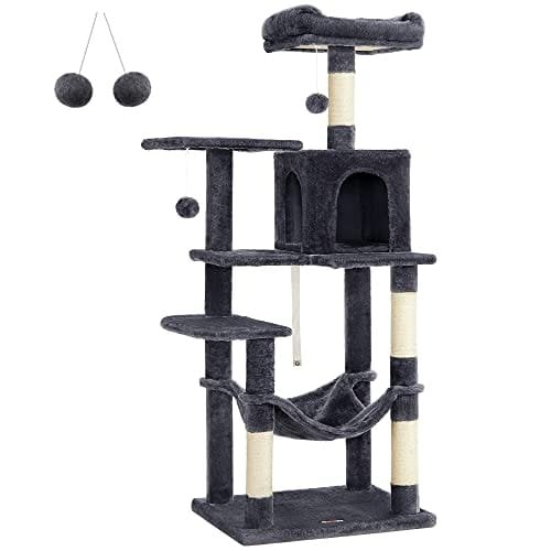 Feandrea Multi-Level katttorn – 55 x 45 x 143 cm – Rökgrå