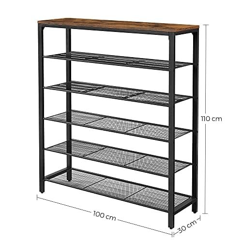 Kenkäteline, Jossa 5 Ristikkoa Ja Suuri Sisäänkäyntialue, Eteinen, Metalliteollisuuden Runkosuunnittelu, Vintage Ruskea-musta