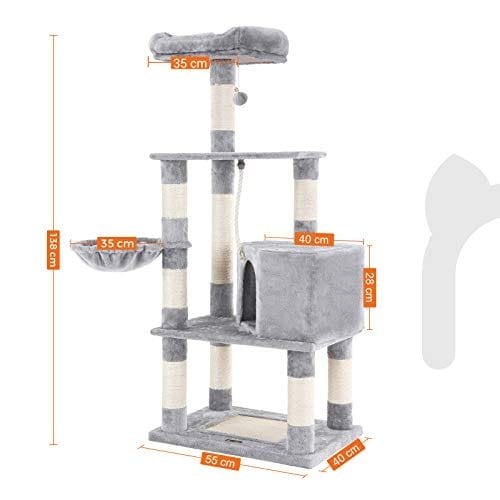 Feardrea Stable Catte Tree, Legt revitty 138 cm, kevyt gruap
