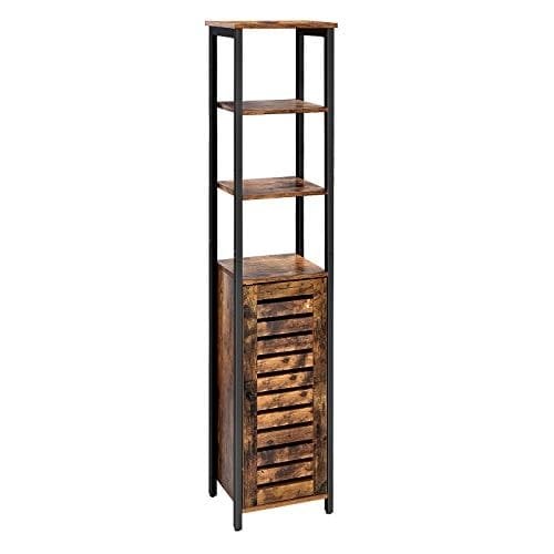 Vasagle Industrial Floor stående hylla, smalt badrumsskåp med 3 hyllor Rustic Brunt