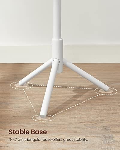 Vasagle Standing Coat Rack, Solid Wood Coat Rack, træformet frakkeholder med 8 kroge, 3 højdeindstillinger, til tøj, hatte, tasker, til stue, soveværelse, hjemmekontor, hvid RCR04WT