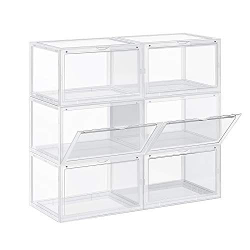 SONGMICS skokartonger, paket med 6 stapelbara skoupplägg, transparent
