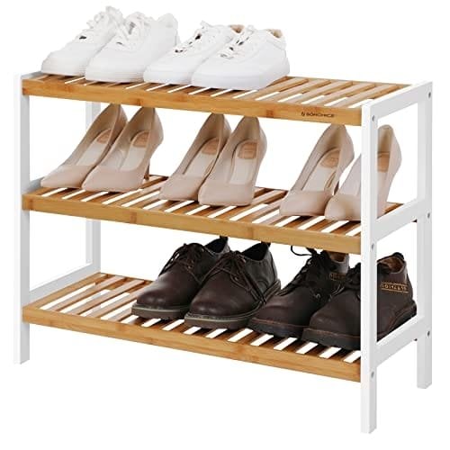 Songmics 3-lags bambussko rack, standarrangør, opbevaringshylde, 70 x 26 x 55 cm (w x d x h), ideel til gang, badeværelse, stue, soveværelse og korridor lbs03h