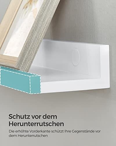 Songmics Wall Shelf 3 Sæt flydende hylder afsats til billedrammer og bøger, 38 x 10 cm, MDF White LWS38WT
