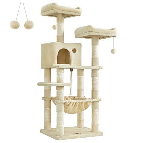 Feandrea kattetræ, stabilt kattetårn, 2 plys aborre, 143 cm, beige PCT15BE