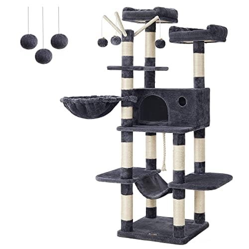 Feandrea Cat Tree, XXL Cat Condo, 164 cm, Smoky Grey PCT087G01
