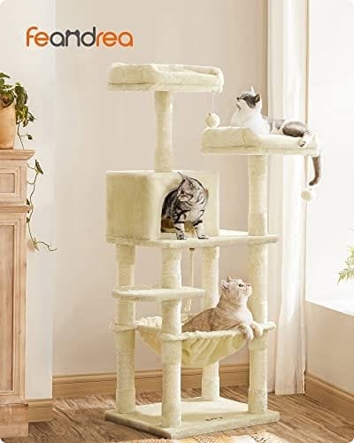 Feandrea kattetræ, stabilt kattetårn, 2 plys aborre, 143 cm, beige PCT15BE