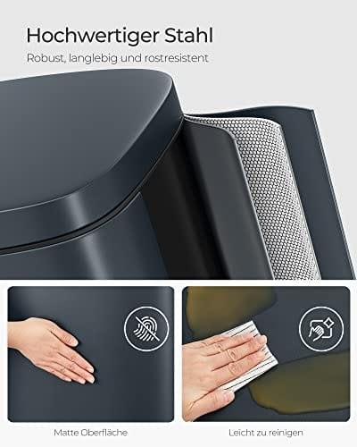 Songmics Kitchen Rubbish Bin, 30 L Pedal Bin With Plast