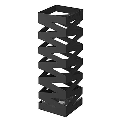 Songmics Metal Paraplyställ, fyrkantigt paraplyhållare rack, Svart