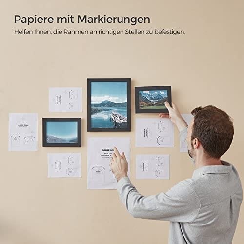 Songmics billedrammer sæt med 10 fotorammer - to 8 "x 10" (20 x 25 cm), fire 5 "x 7" (13 x 18 cm), fire 4 "x 6" (10 x 15 cm), sort RPF310h