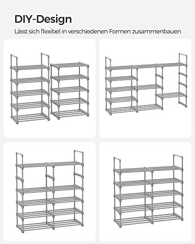 10-kerroksinen ohut kenkäteline, mahtuu 20 paria, harmaa