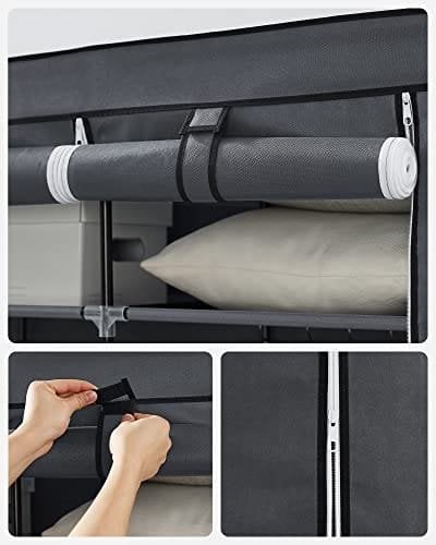 Songmics lærred garderobe soveværelse møbelskab skab opbevaringsarrangør Gray 175 x 150 x 45 cm ryg12g