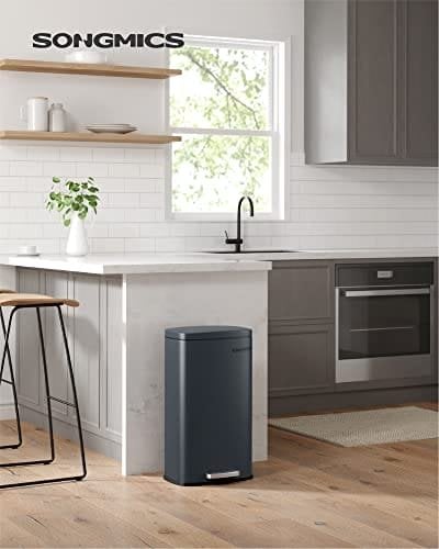 Songmics Kitchen Rubbish Bin, 30 L Pedal Bin With Plast