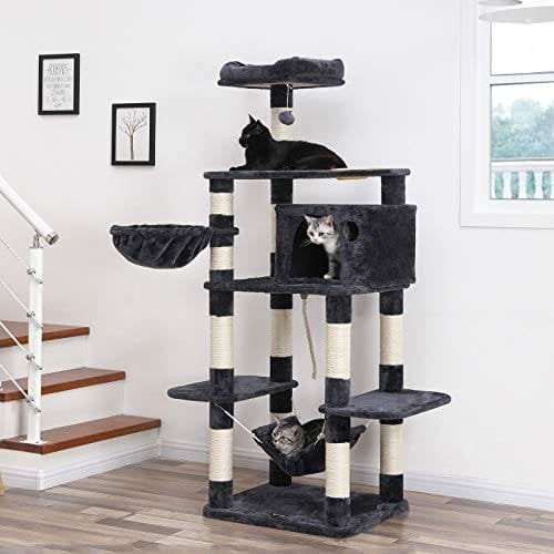 Feandrea Cat Tree, Play Tower 164 cm, Smoky Grey PCT99G