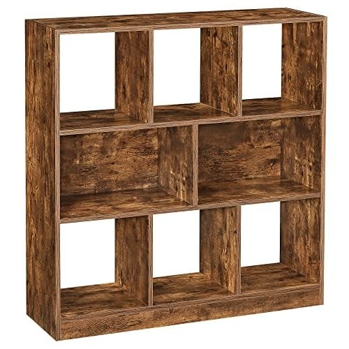 Vasagle -boghylde, træbokse med åbne cubbies, fritstående opbevaringsenhed til stue, soveværelse, børns værelse, 97,5 x 30 x 100 cm, rustik brun LBC52BX