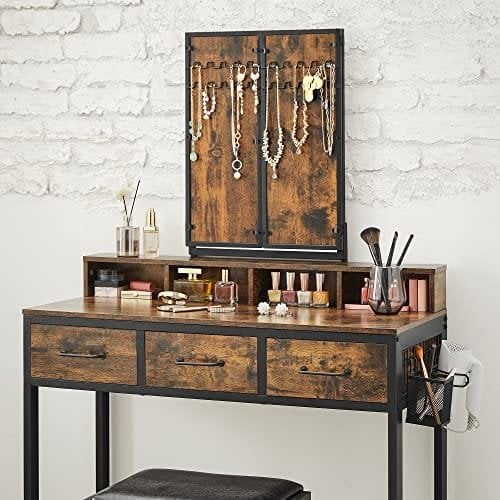 Vasagle Dressing Table, Rustic Brown og Black RVT004B01