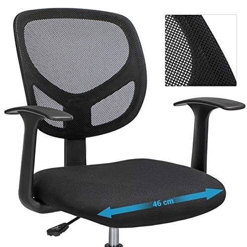 Songmics Office Chair Ergonomic Work Affol med armlæns sædehøjde 55-75 cm høj arbejdstol med justerbar fodringbelastningskapacitet 120 kg sort obn25bk
