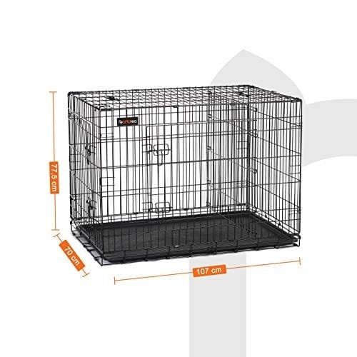 Hundebur, Hundeboks med 2 Døre, 107 X 70 X 77,5 Cm, Sort