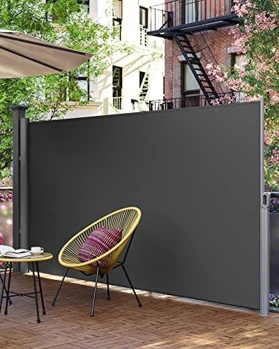 SONGMICS 200 x 400 cm (H x L), Sidefortelt, Solafskærmning, Sidegardin, Smoky Grey