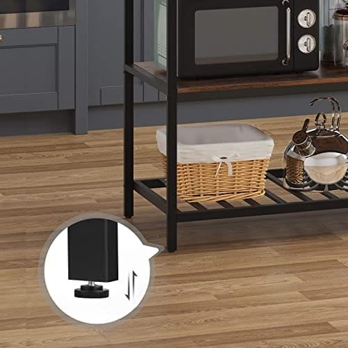 Vasagle Baker's Rack, Kitchen Island med stor bordplade, stabil stålstruktur, 120 x 60 x 90 cm, industriel køkkenhylde, let at samle, rustik brun og sort KKI01BX