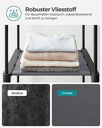Songmics vaatekaappi, vaatesäilytyskaappi makuuhuoneeseen 2 vaatetangolla, harmaa