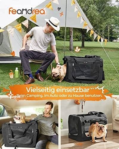 Bærbar Kæledyrstaske, Foldbar Kæledyrsbærer i Stof, M Kæledyrsbur til Autostol, Hundetaske, Sort