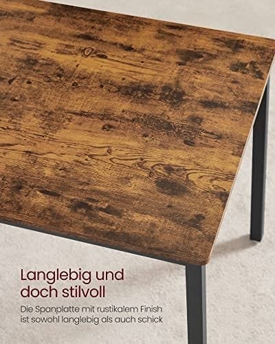 Vasagle spisebord med 2 bænke, 3 stykker sæt, køkkenbord på 110 x 70 x 75 cm, 2 bænke på 97 x 30 x 50 cm hver, stålramme, industriel design, rustik brun og sort KDT070B01