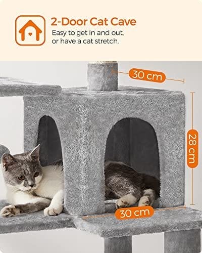 Feandrea Cat Tree, Cat Condo med hængekøje, 143 cm, lysegrå PCT161W01