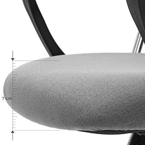 Songmics OBN034G01 Kontorstol ergonomisk drejestol polstret sæde stof dækning Højdejusterbar og vippbar op til 120 kg belastningskapacitet grå