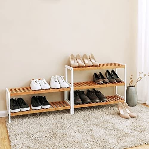 Songmics 3-lags bambussko rack, standarrangør, opbevaringshylde, 70 x 26 x 55 cm (w x d x h), ideel til gang, badeværelse, stue, soveværelse og korridor lbs03h