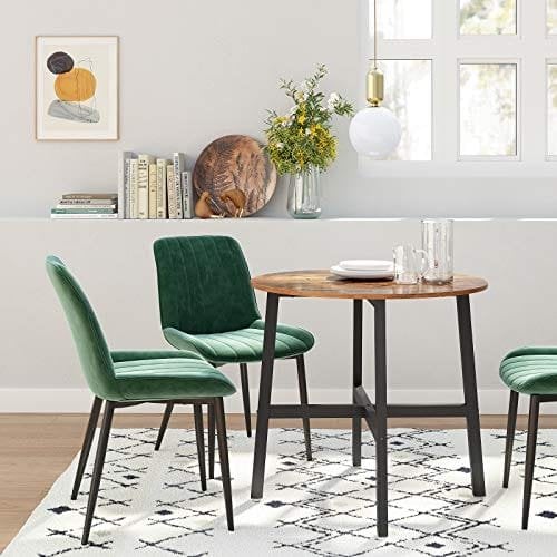 Vasagle spisebord, rundt køkkenbord, til stue, kontor, 80 x 75 cm (dia. X h), industriel stil, rustik brun og sort KDT080B01