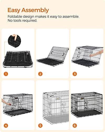 Hundekurv, Foldbar, 122 Cm Lang, 2 Døre, Xxl, Sort