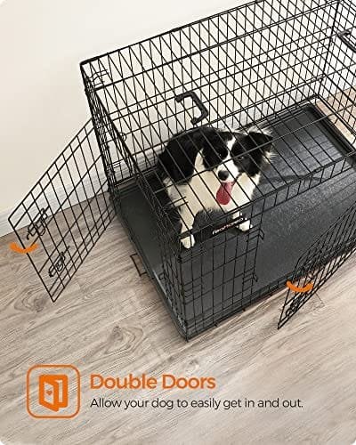 Hundekurv, Foldbar, 107 Cm, 2 Låger, Xl, Sort