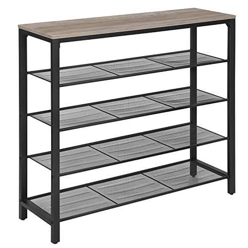 Vasagle sko rack, skoförvaringsarrangör med 4 mesh hyllor, greige och svart