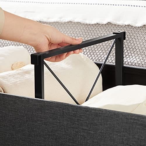 Songmics 120L förvaring ottoman, fällbar skobänk, med flippande lock, mörkgrå