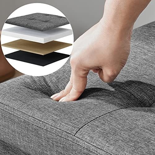 Songmics -bænk med opbevaringsplads, sædebryst, opbevaringsboks, sammenfoldelig, max. Statisk belastningskapacitet 300 kg, med metaldelernet, 120 l, 110 x 38 x 38 cm, imiteret linned