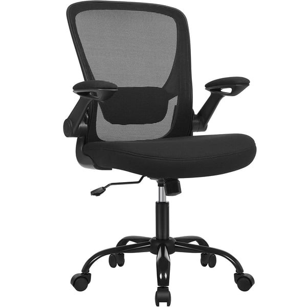 Songmics -kontorstol, skrivebordsstol, mesh drejestol, ergonomisk computerstol, lumbar support, svingende, sæde 53 cm, foldning af armlæn, sort obn37bkv1 Songmics -kontorstol, skrivebordsstol, mesh drejestol, ergonomisk computerstol, lumbar support, svingende, sæde 53 cm, foldning af armlæn, sort obn37bkv1