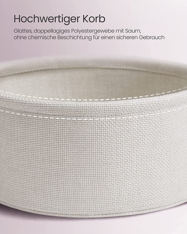 Vasagle rundt sidebord, lille sofabord, stuebord med stofkurv, opbevaringsplads til stue, soveværelse, moderne, pastelrosa/sky hvid, Let223R61