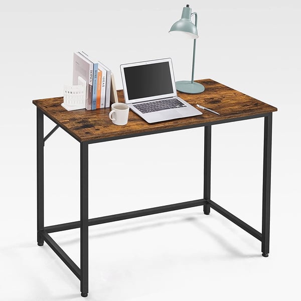 Vasagle Computer Desk, Writing Desk, Small Office Table, 50 x 100 x 75 cm, studie, hjemmekontor, enkel samling, stål, industriel design, rustik brun og sort LWD41XV1