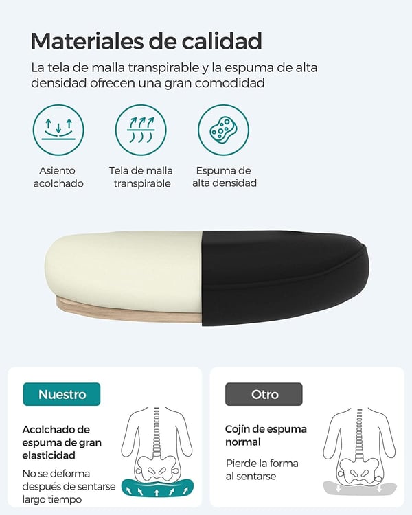 Songmics -kontorstol, skrivebordsstol, mesh drejestol, ergonomisk computerstol, lumbar support, svingende, sæde 53 cm, foldning af armlæn, sort obn37bkv1