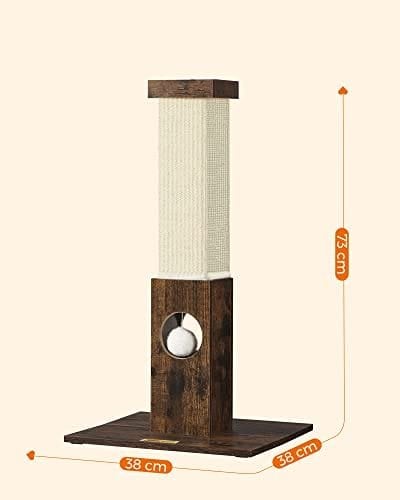 Feandrea Cat kradsestolpe, naturligt sisal reb, møbel kradsestolpe, 73 cm høj, vintage brun