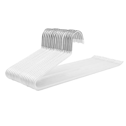 Songmics 20-pack byx hängare, metallhalsgalgar, halkfria, 38 x 13 cm, vit